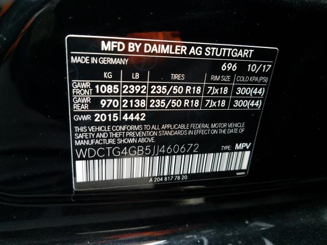 Photo 9 VIN: WDCTG4GB5JJ460672 - MERCEDES-BENZ GLA 250 4M 