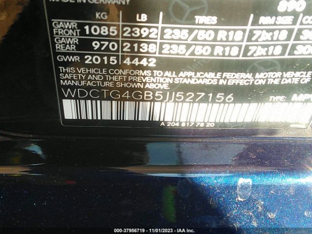 Photo 8 VIN: WDCTG4GB5JJ527156 - MERCEDES-BENZ GLA 