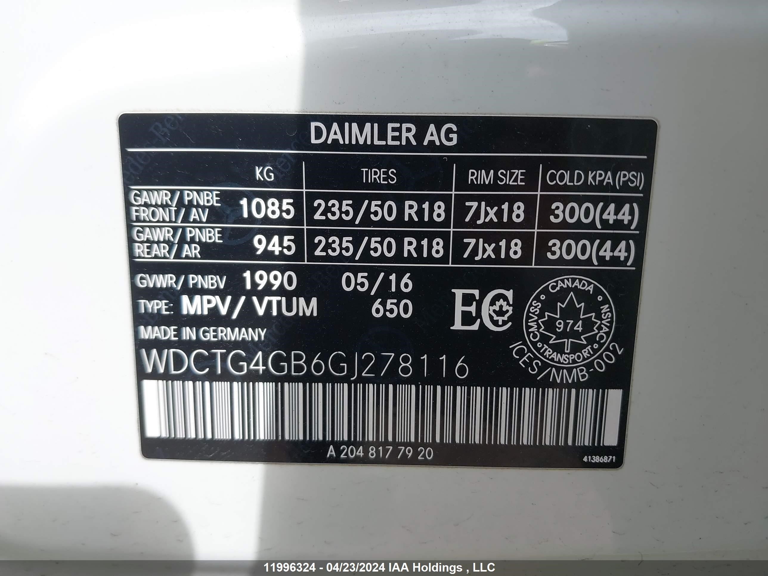 Photo 8 VIN: WDCTG4GB6GJ278116 - MERCEDES-BENZ GLA-KLASSE 