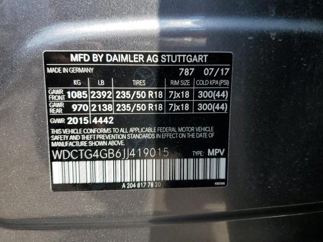 Photo 12 VIN: WDCTG4GB6JJ419015 - MERCEDES-BENZ GLA-CLASS 