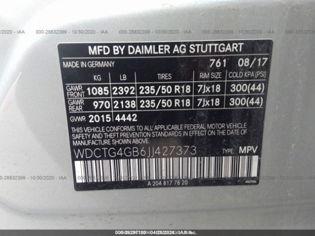 Photo 8 VIN: WDCTG4GB6JJ427373 - MERCEDES-BENZ GLA 250 