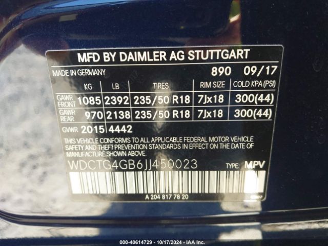 Photo 8 VIN: WDCTG4GB6JJ450023 - MERCEDES-BENZ GLA-CLASS 