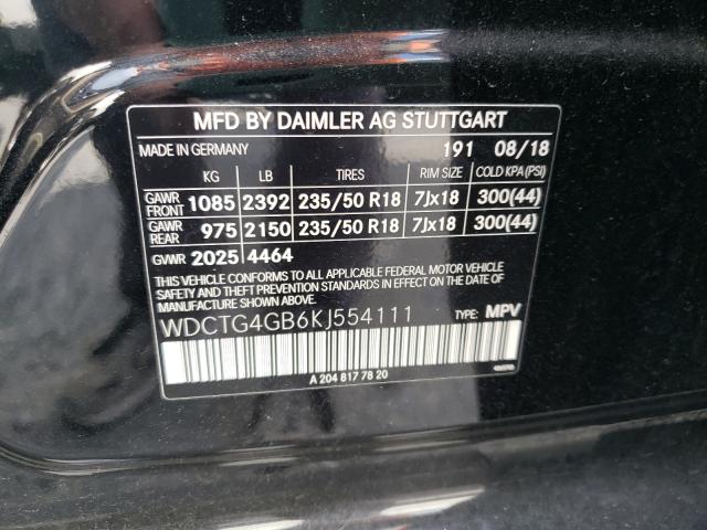 Photo 9 VIN: WDCTG4GB6KJ554111 - MERCEDES-BENZ GLA 250 4M 