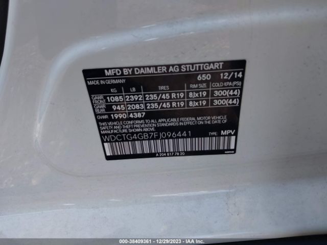 Photo 8 VIN: WDCTG4GB7FJ096441 - MERCEDES-BENZ GLA 250 