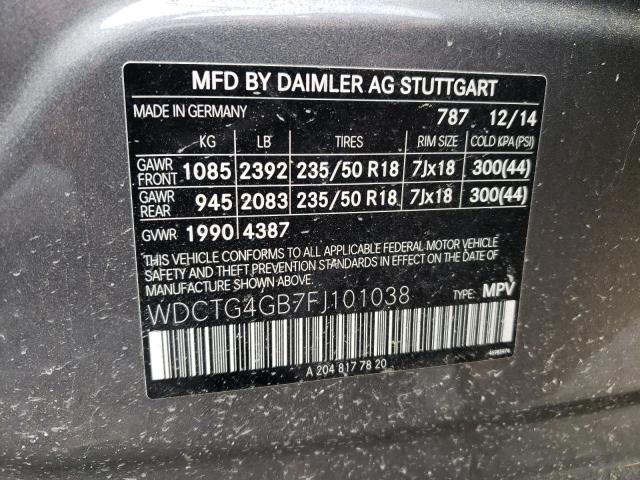 Photo 11 VIN: WDCTG4GB7FJ101038 - MERCEDES-BENZ GLA 250 4M 