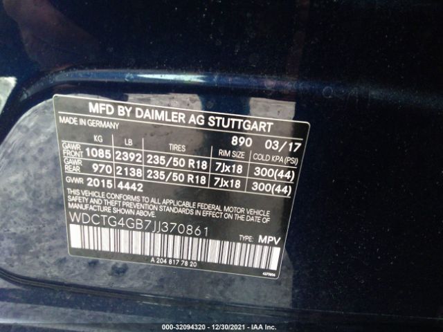 Photo 8 VIN: WDCTG4GB7JJ370861 - MERCEDES-BENZ GLA 