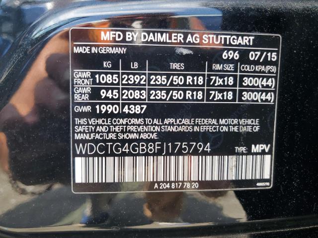 Photo 11 VIN: WDCTG4GB8FJ175794 - MERCEDES-BENZ GLA 250 4M 