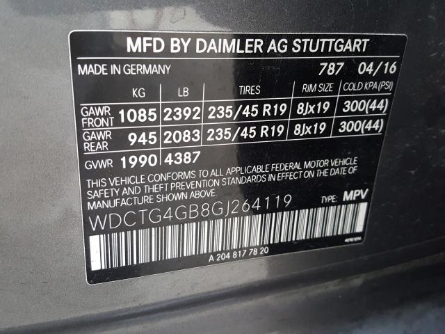 Photo 9 VIN: WDCTG4GB8GJ264119 - MERCEDES-BENZ GLA-250 