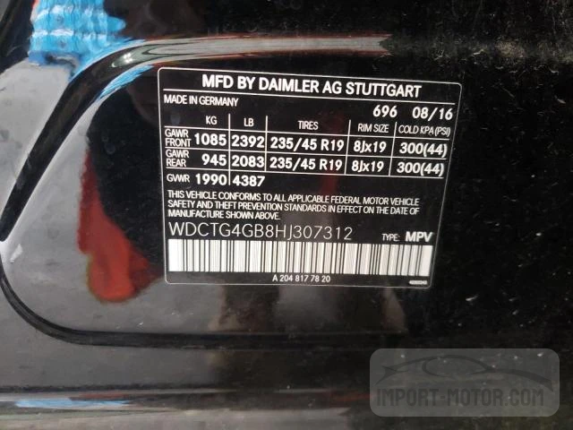 Photo 12 VIN: WDCTG4GB8HJ307312 - MERCEDES-BENZ GLA-KLASSE 