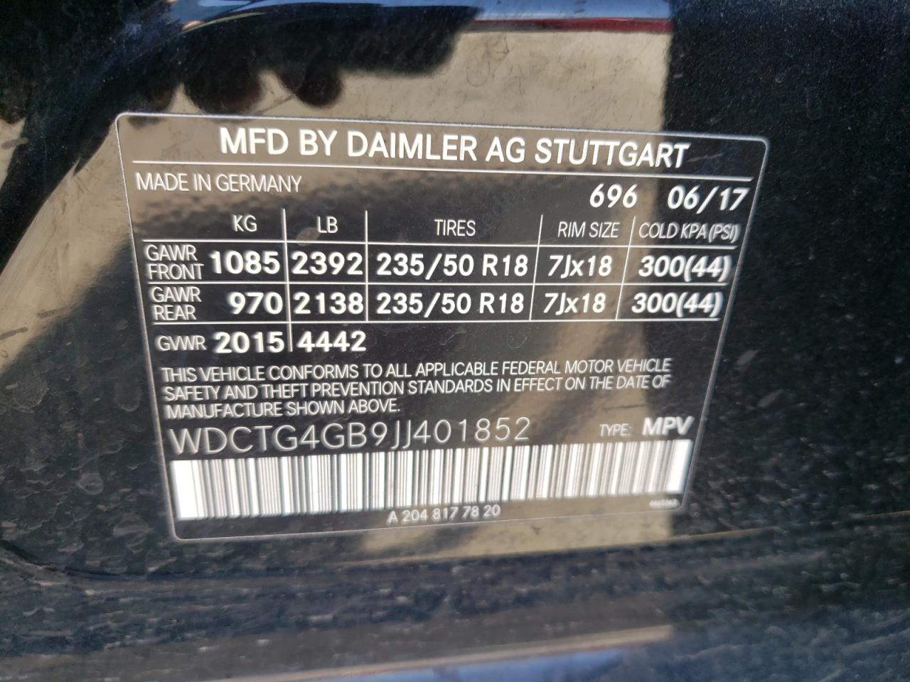 Photo 12 VIN: WDCTG4GB9JJ401852 - MERCEDES-BENZ GLA-KLASSE 