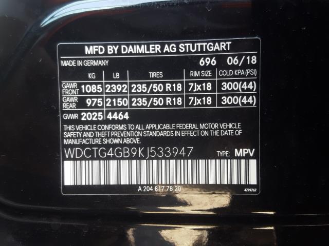 Photo 9 VIN: WDCTG4GB9KJ533947 - MERCEDES-BENZ GLA 250 4M 