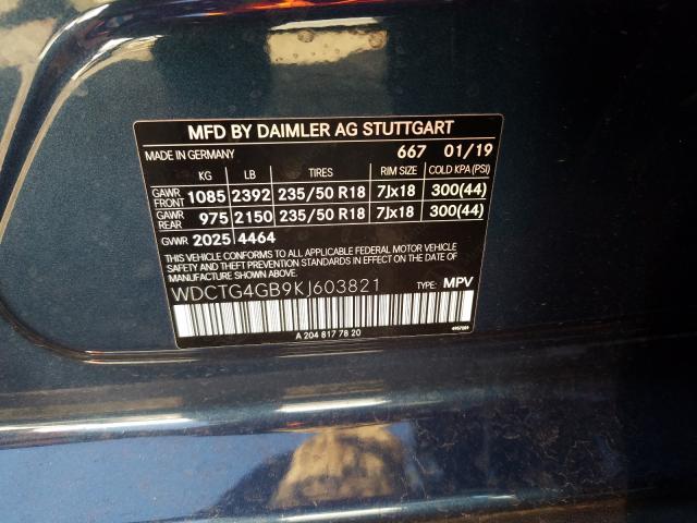 Photo 9 VIN: WDCTG4GB9KJ603821 - MERCEDES-BENZ GLA 250 