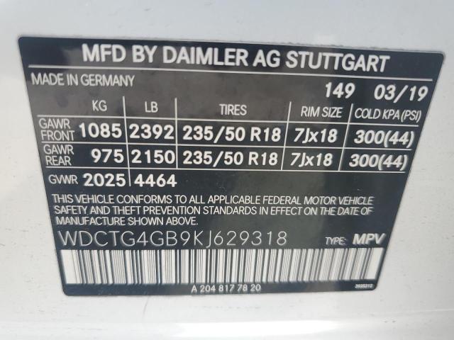 Photo 12 VIN: WDCTG4GB9KJ629318 - MERCEDES-BENZ GLA-CLASS 