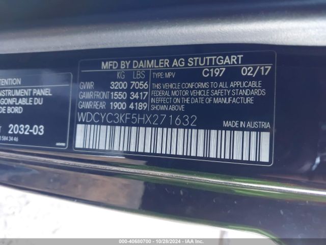 Photo 8 VIN: WDCYC3KF5HX271632 - MERCEDES-BENZ G-CLASS 