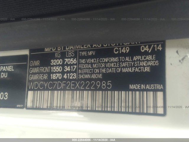 Photo 8 VIN: WDCYC7DF2EX222985 - MERCEDES-BENZ G-CLASS 