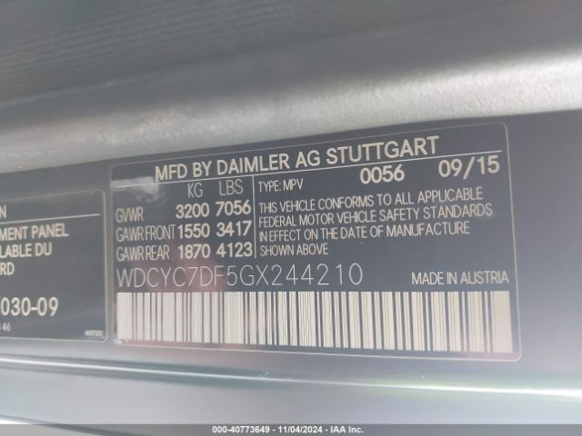 Photo 8 VIN: WDCYC7DF5GX244210 - MERCEDES-BENZ G-CLASS 