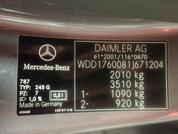 Photo 9 VIN: WDD1760081J671204 - MERCEDES-BENZ CLASSE A 