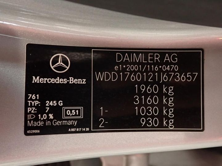 Photo 7 VIN: WDD1760121J673657 - MERCEDES-BENZ CLASSE A 