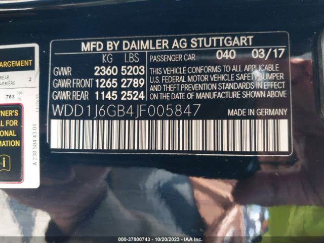 Photo 8 VIN: WDD1J6GB4JF005847 - MERCEDES-BENZ E-CLASS 