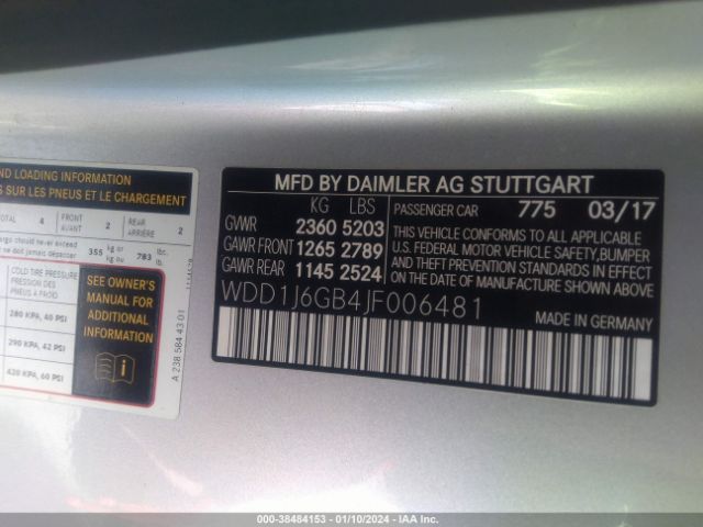 Photo 8 VIN: WDD1J6GB4JF006481 - MERCEDES-BENZ E 400 