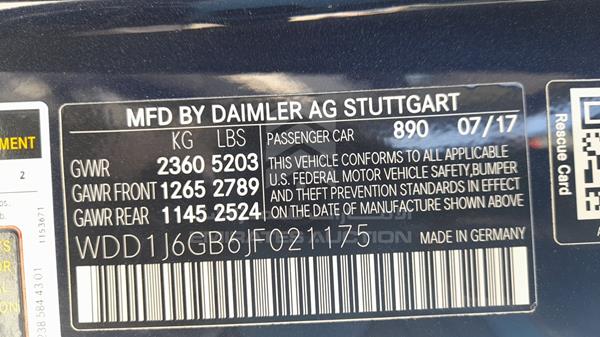 Photo 2 VIN: WDD1J6GB6JF021175 - MERCEDES-BENZ E 400 