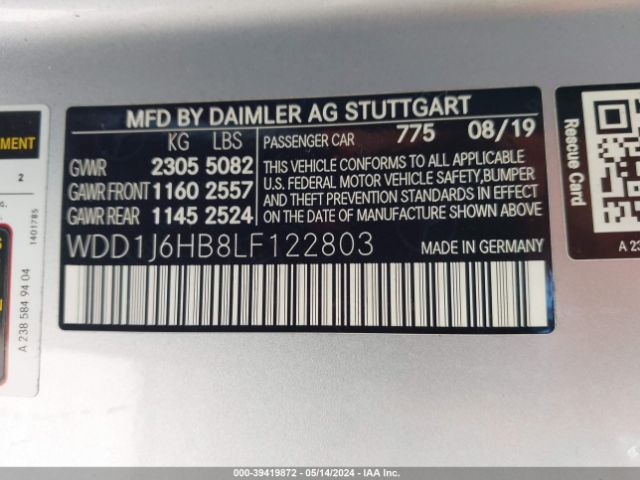 Photo 8 VIN: WDD1J6HB8LF122803 - MERCEDES-BENZ E 450 