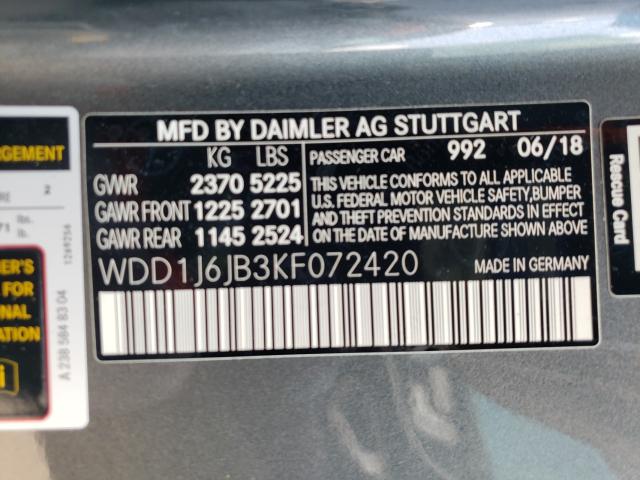 Photo 9 VIN: WDD1J6JB3KF072420 - MERCEDES-BENZ E 450 4MAT 