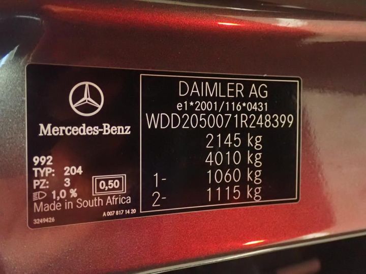 Photo 11 VIN: WDD2050071R248399 - MERCEDES-BENZ CLASSE C 4P 