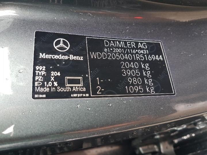 Photo 8 VIN: WDD2050401R516944 - MERCEDES-BENZ C-CLASS SALOON 