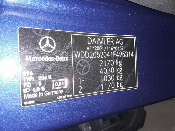 Photo 12 VIN: WDD2052041F495314 - MERCEDES-BENZ C 220 (BLUETEC) D T 