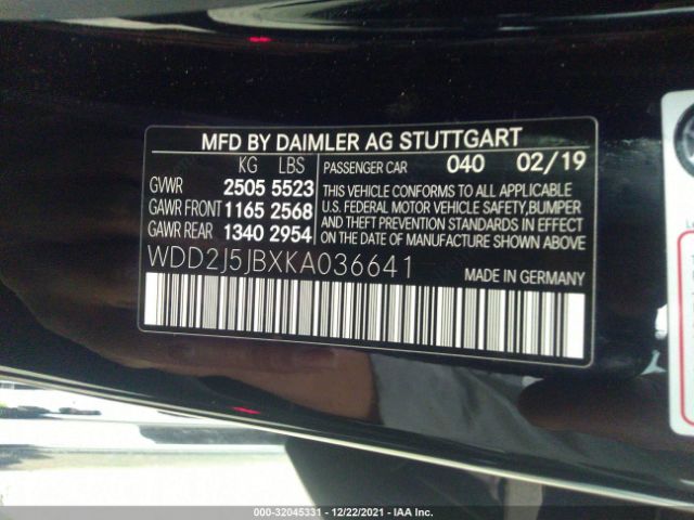 Photo 8 VIN: WDD2J5JBXKA036641 - MERCEDES-BENZ CLS 