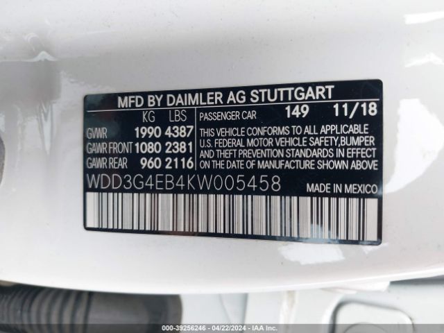 Photo 8 VIN: WDD3G4EB4KW005458 - MERCEDES-BENZ A 220 