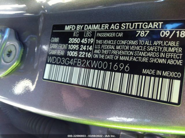 Photo 8 VIN: WDD3G4FB2KW001696 - MERCEDES-BENZ A-CLASS 