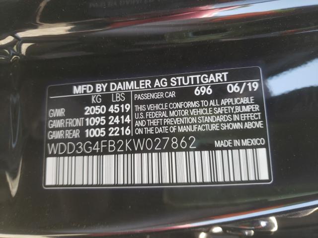 Photo 9 VIN: WDD3G4FB2KW027862 - MERCEDES-BENZ A-CLASS 