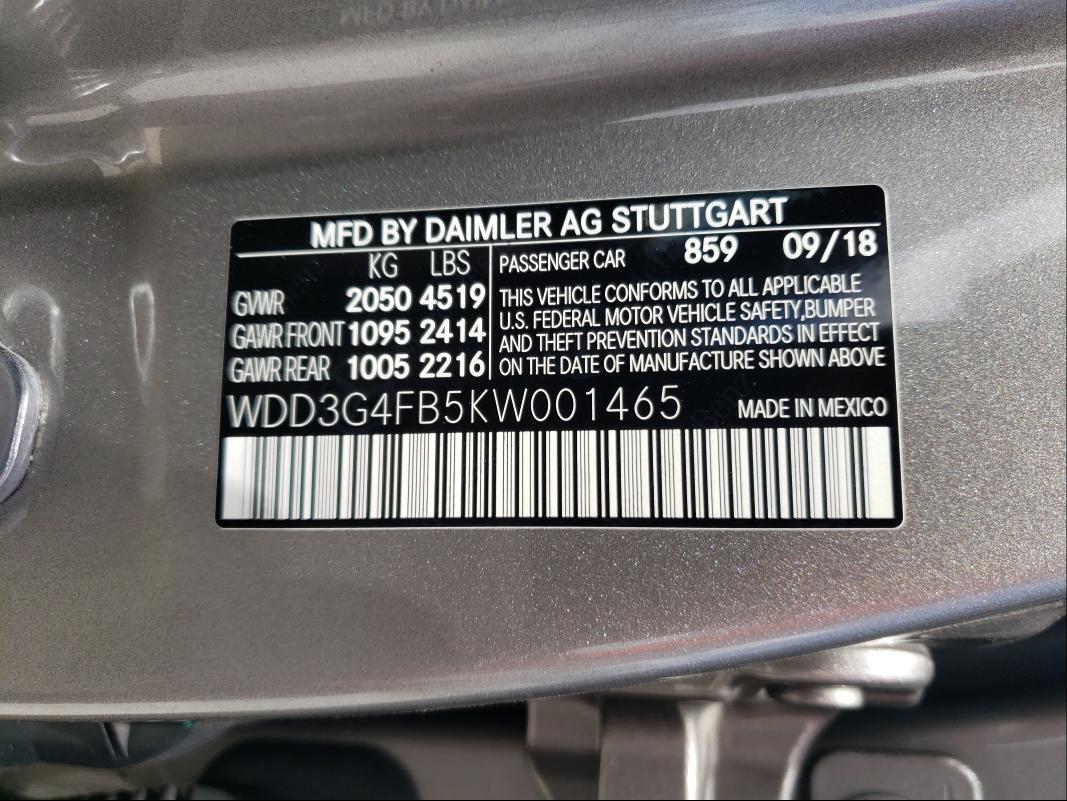 Photo 9 VIN: WDD3G4FB5KW001465 - MERCEDES-BENZ A 220 4MAT 