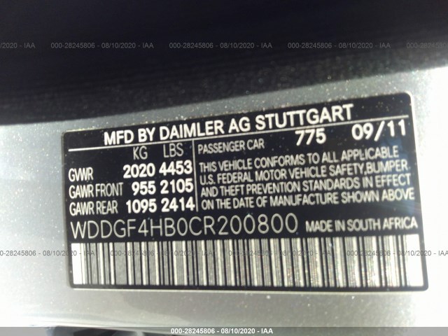 Photo 8 VIN: WDDGF4HB0CR200800 - MERCEDES-BENZ C-CLASS 