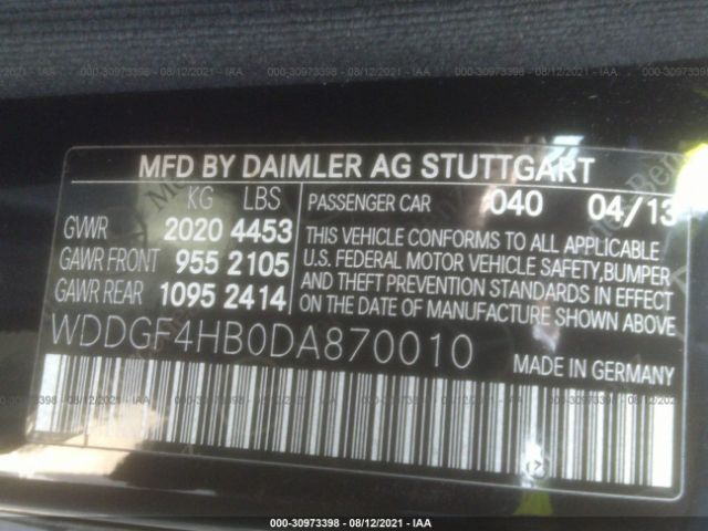 Photo 8 VIN: WDDGF4HB0DA870010 - MERCEDES-BENZ C-CLASS 