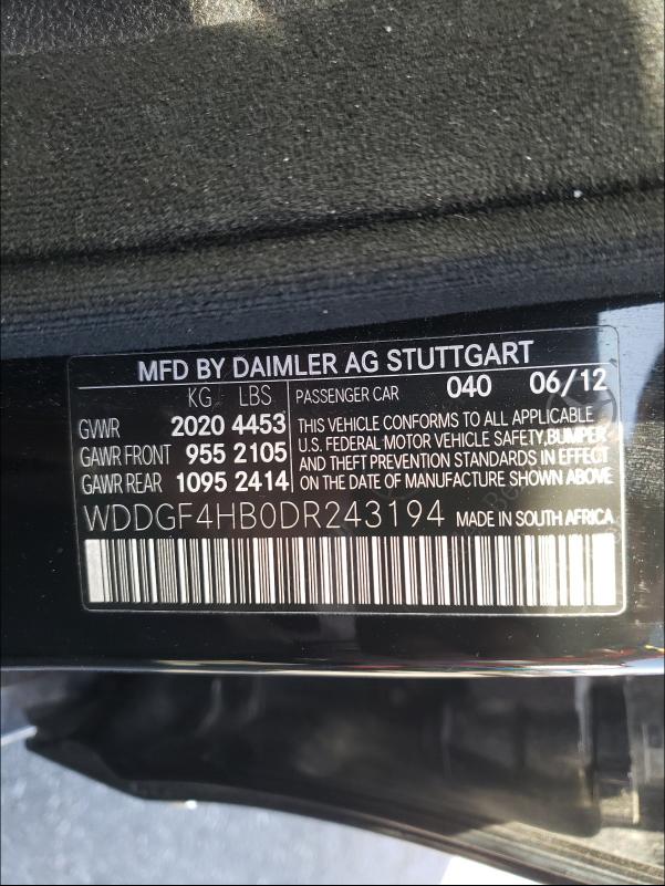 Photo 9 VIN: WDDGF4HB0DR243194 - MERCEDES-BENZ C 250 