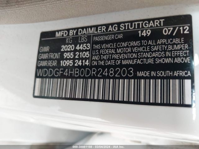 Photo 8 VIN: WDDGF4HB0DR248203 - MERCEDES-BENZ C 250 