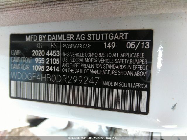 Photo 8 VIN: WDDGF4HB0DR299247 - MERCEDES-BENZ C-CLASS 