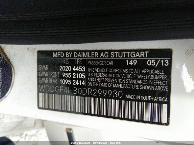 Photo 8 VIN: WDDGF4HB0DR299930 - MERCEDES-BENZ C-CLASS 