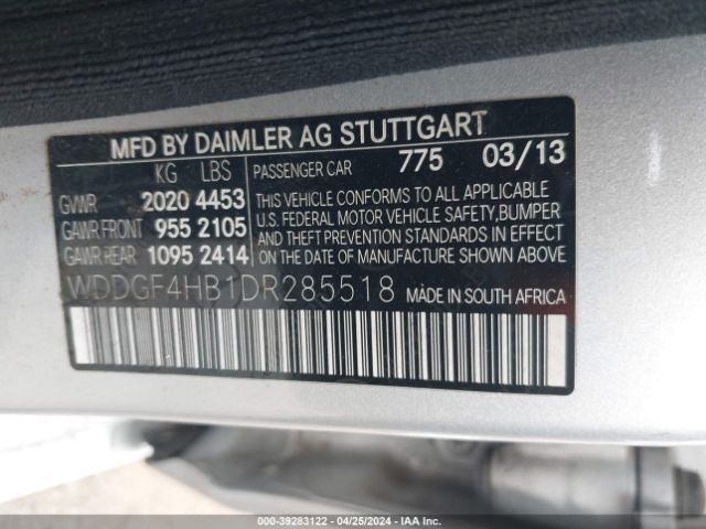 Photo 8 VIN: WDDGF4HB1DR285518 - MERCEDES-BENZ C 250 