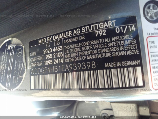 Photo 8 VIN: WDDGF4HB1EA939398 - MERCEDES-BENZ C-CLASS 