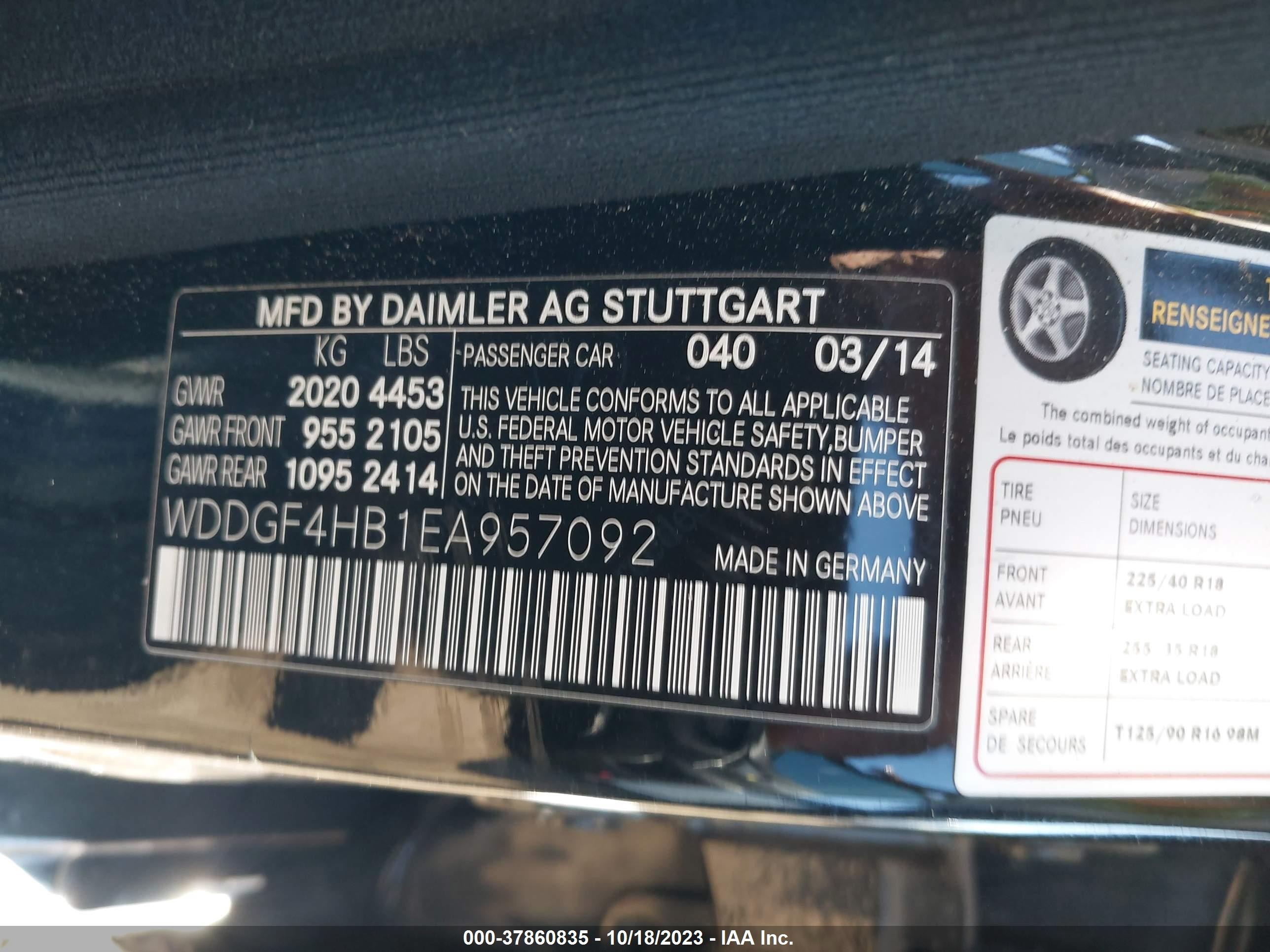 Photo 8 VIN: WDDGF4HB1EA957092 - MERCEDES-BENZ C-KLASSE 