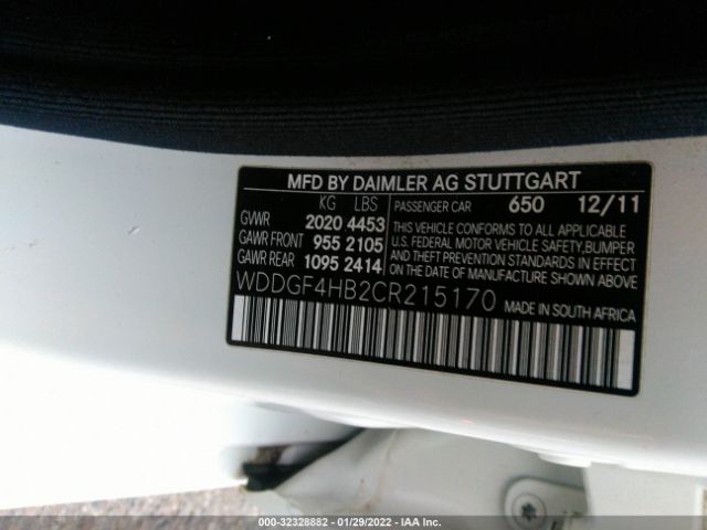 Photo 8 VIN: WDDGF4HB2CR215170 - MERCEDES-BENZ C-CLASS 