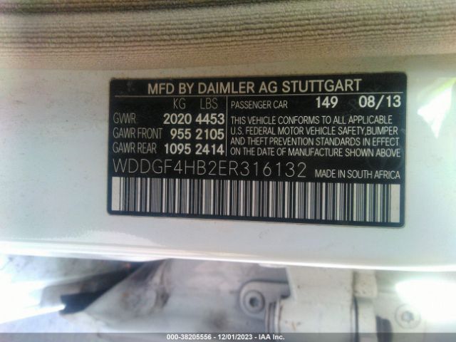 Photo 8 VIN: WDDGF4HB2ER316132 - MERCEDES-BENZ C-CLASS 