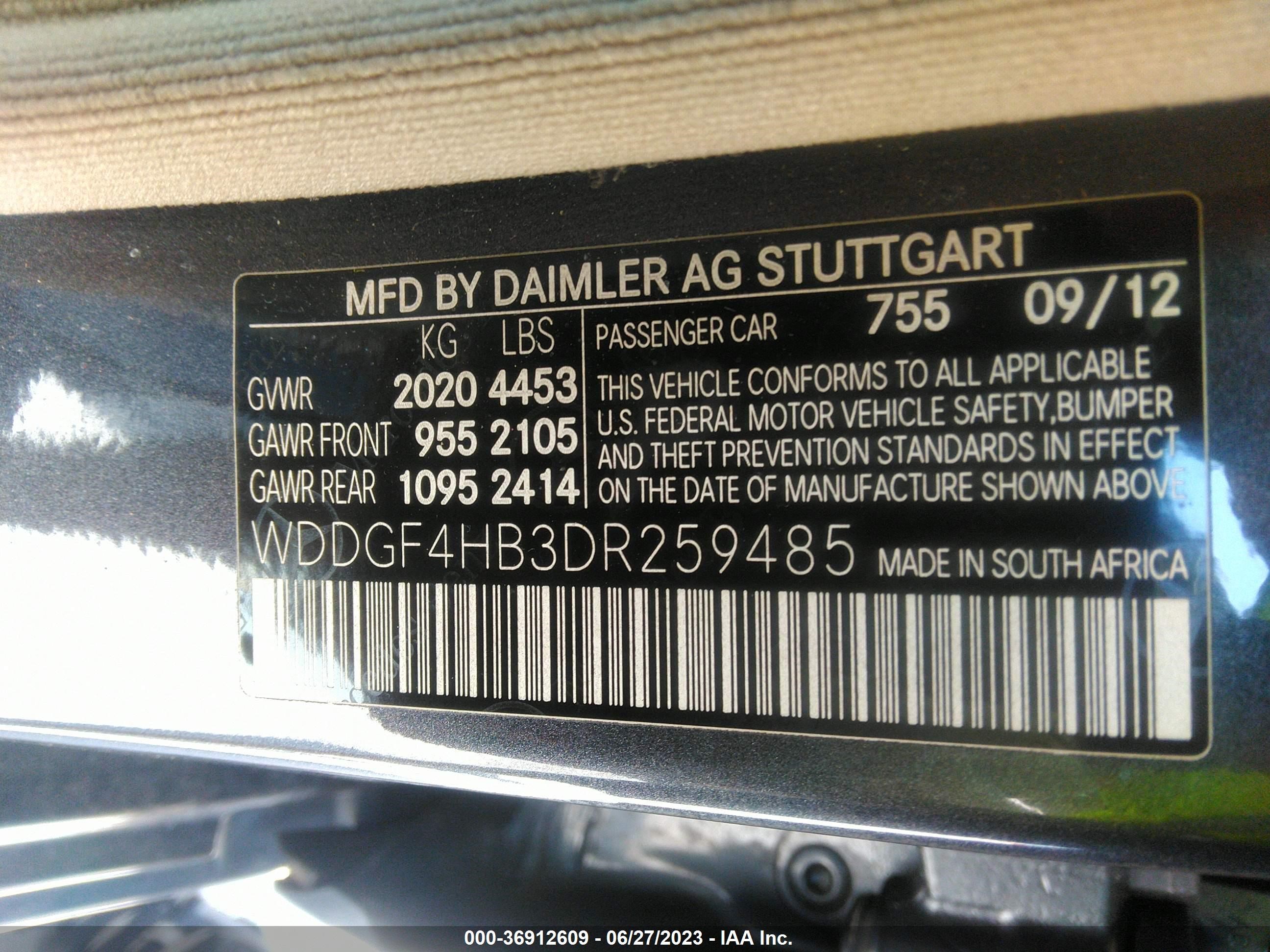 Photo 8 VIN: WDDGF4HB3DR259485 - MERCEDES-BENZ C-KLASSE 