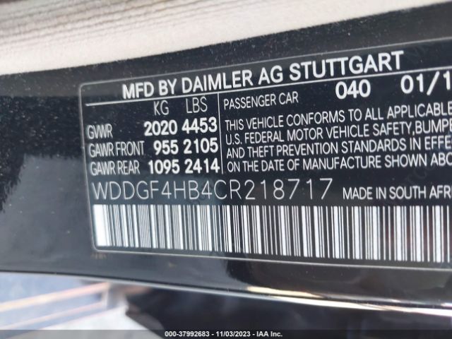 Photo 8 VIN: WDDGF4HB4CR218717 - MERCEDES-BENZ C 250 