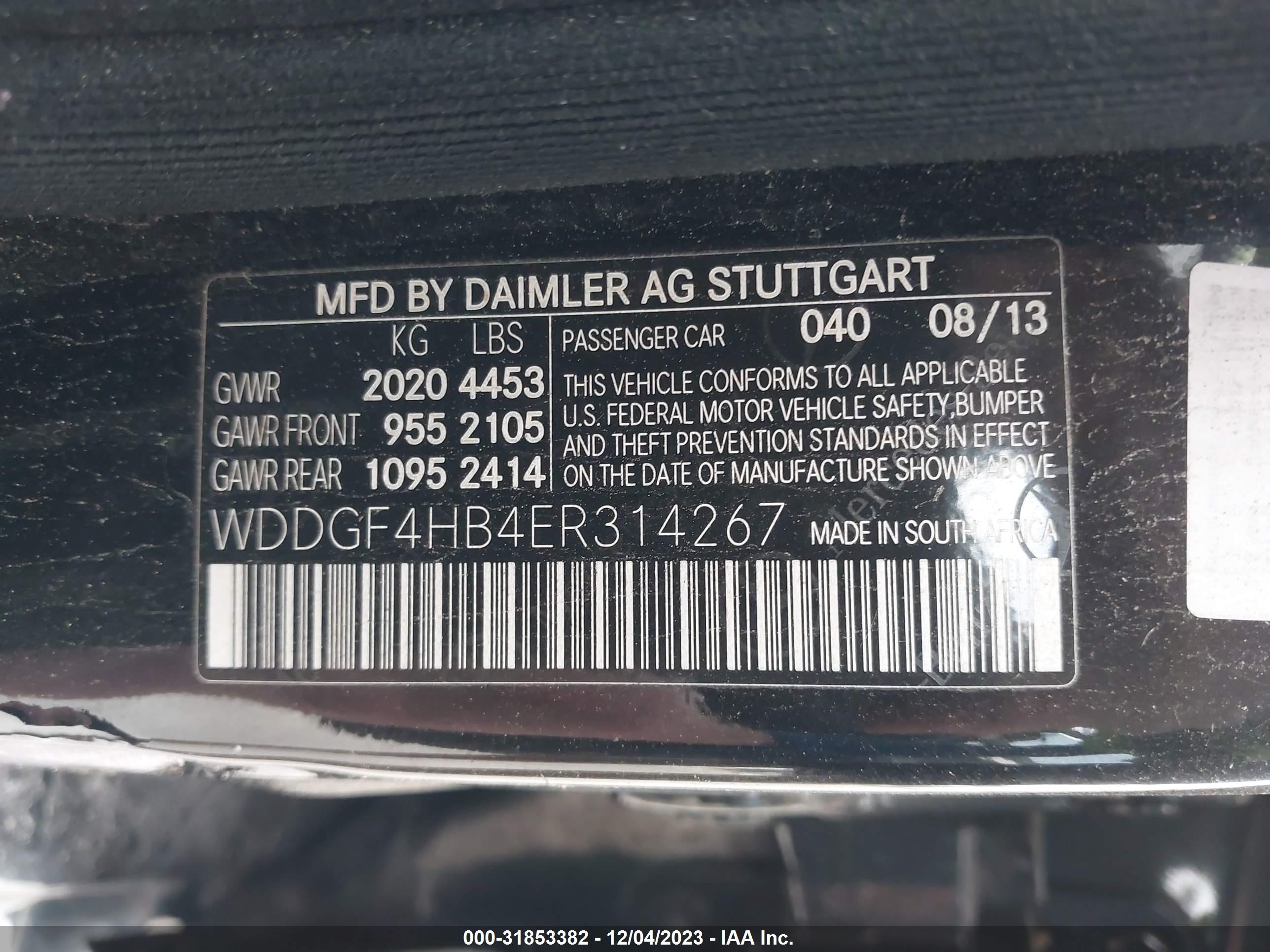 Photo 8 VIN: WDDGF4HB4ER314267 - MERCEDES-BENZ C-KLASSE 