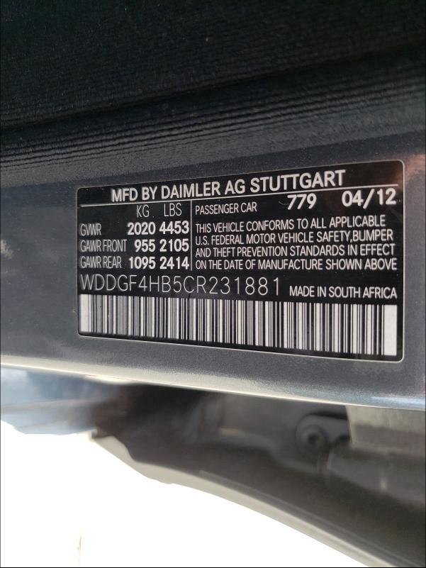 Photo 9 VIN: WDDGF4HB5CR231881 - MERCEDES-BENZ C 250 